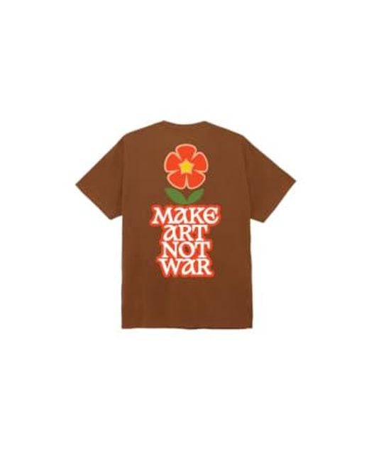 Make Art Not War Flower T Shirt Pigment Mocha di Obey in Brown da Uomo