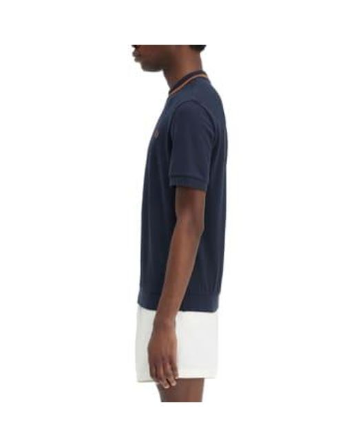 Fred Perry Blue Crew Neck Pique T-shirt Navy Small for men