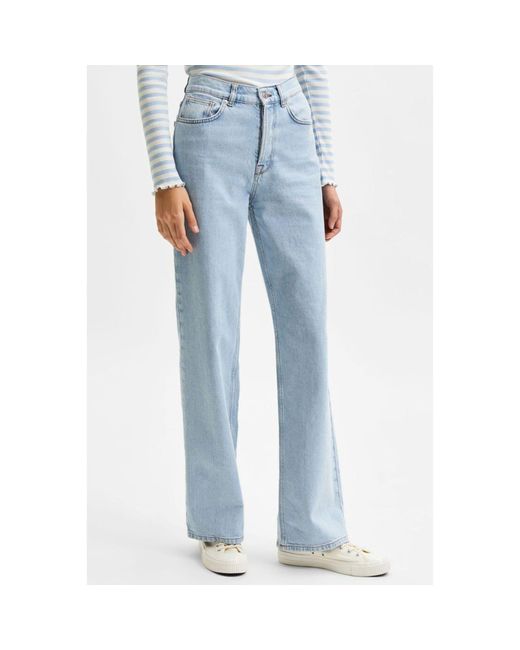 Denim azul claro Alice HW pantalones vaqueros anchos SELECTED de color Azul  | Lyst
