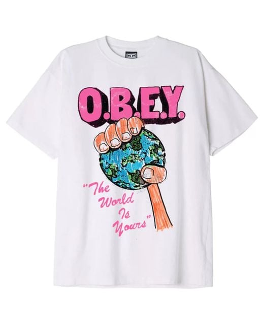 Obey Pink The World Is Yours T-shirt for men