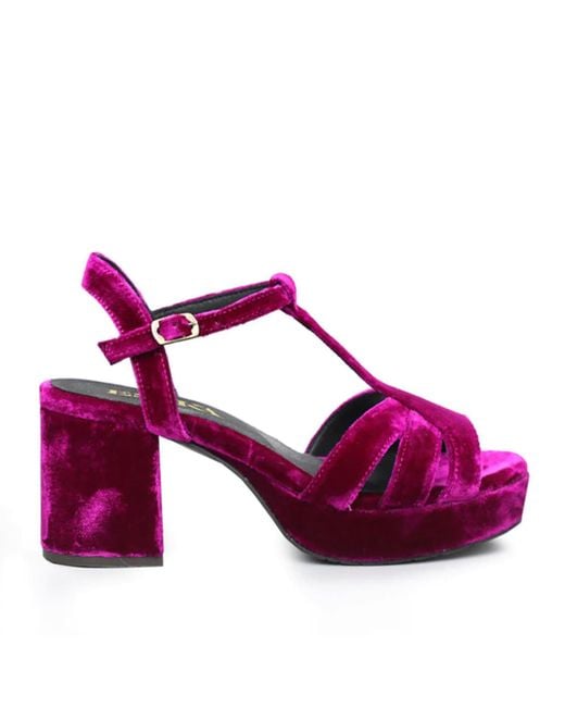 Esska Purple Charlie Magenta Velvet Sandals