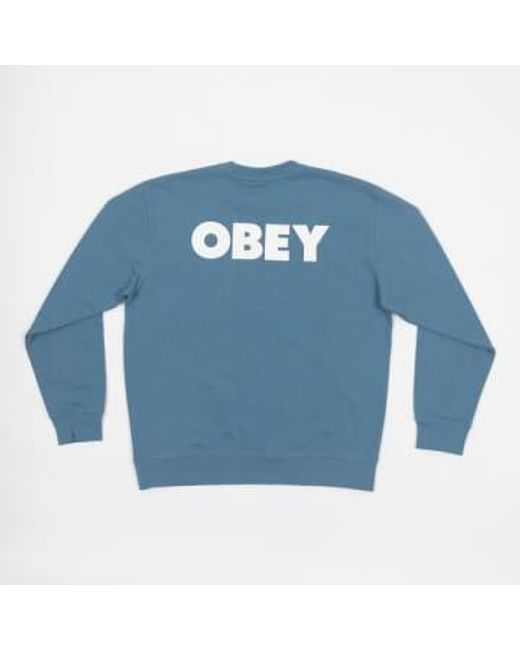 Bold crew sweatshirt premium en azul Obey de hombre de color Blue
