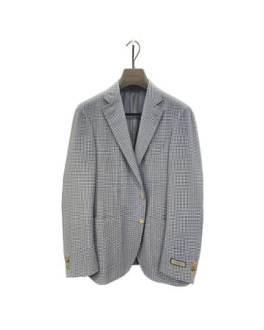 Canali Gray Sky Houndstooth Linen And Wool Kei 2 Button Jacket 13275-cf05070.401 48 for men