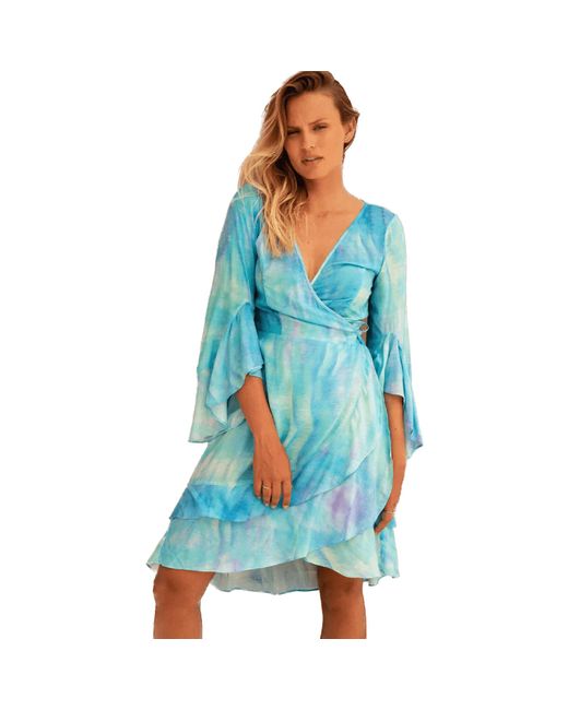 Sophia Alexia Türkis Welle Riviera Wrap Kleid in Blau | Lyst DE