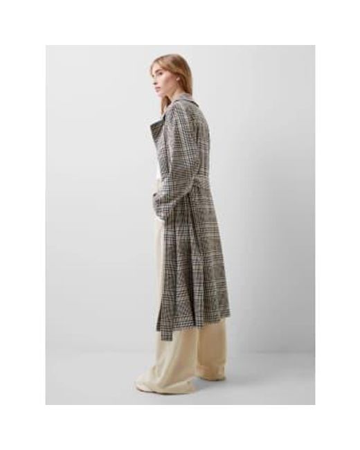French Connection Gray Dandy Check Trench Coat