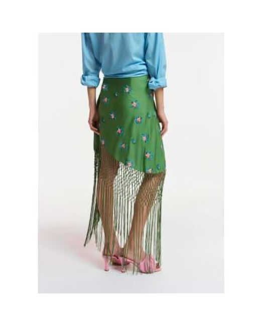 Fioretto Fringe Skirt di Essentiel Antwerp in Green