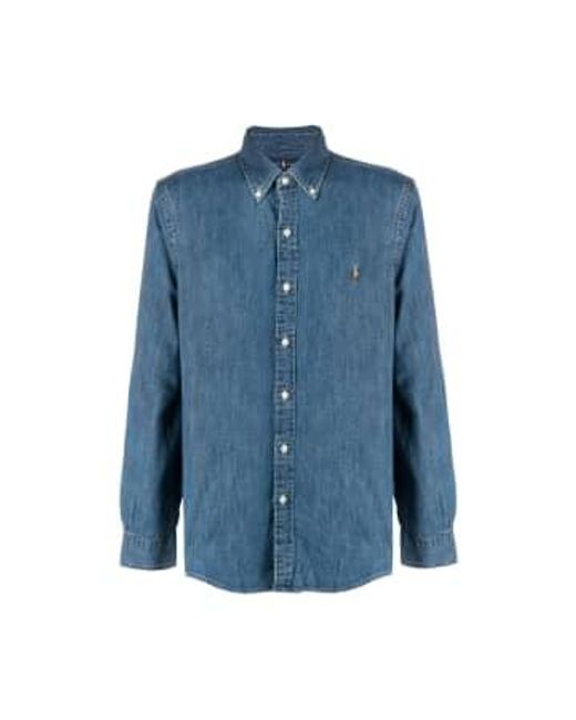 Polo Ralph Lauren Blue Slim Fit Pony Logo Denim Shirt S for men