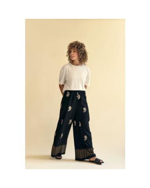 Mos Mosh Black Lari Embroidered Trousers--163890 42(uk14-16)
