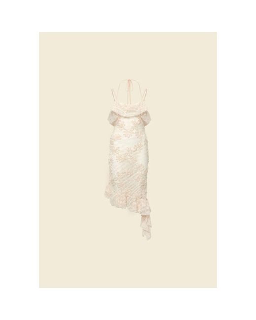 House Of Sunny Natural Fiore Bianco Dress