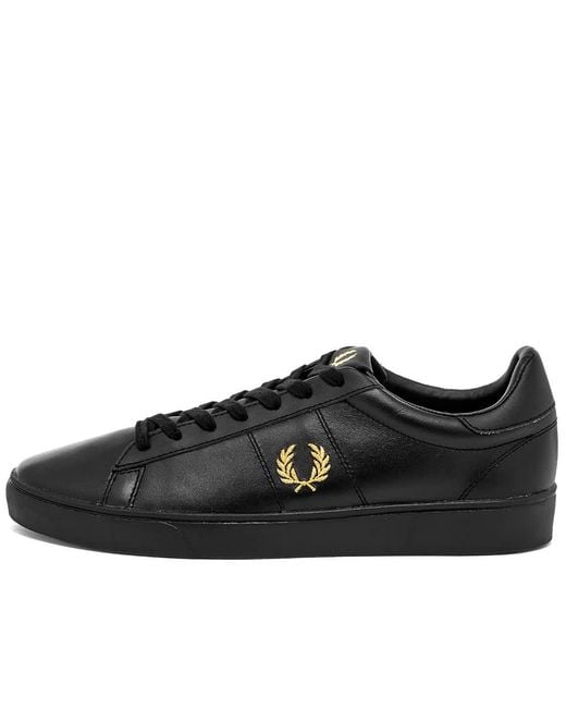 Fred Perry Cotton Authentic Spencer Leather Sneaker Black & Gold in Blue for Men - Lyst