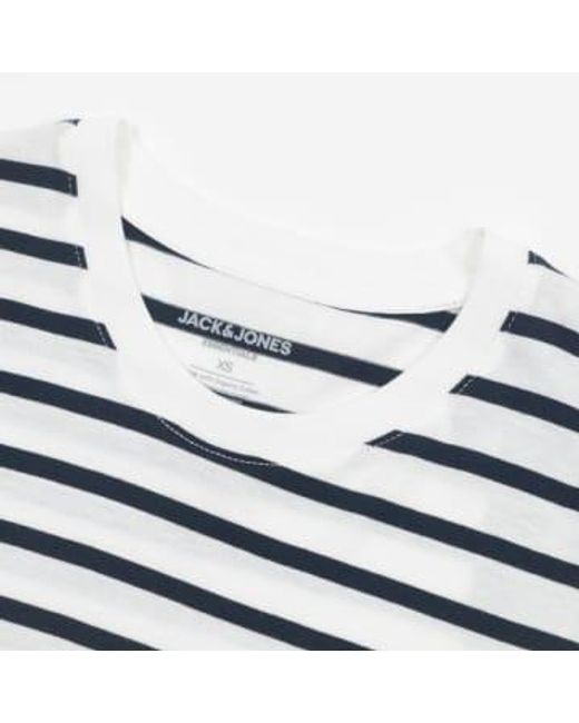 Jack & Jones Basic gestreiftes t-shirt in weiß in Blue für Herren