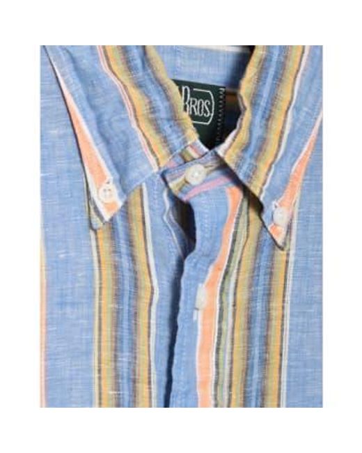 Gitman Brothers Vintage Blue Vintage Linen Awning Stripe S for men