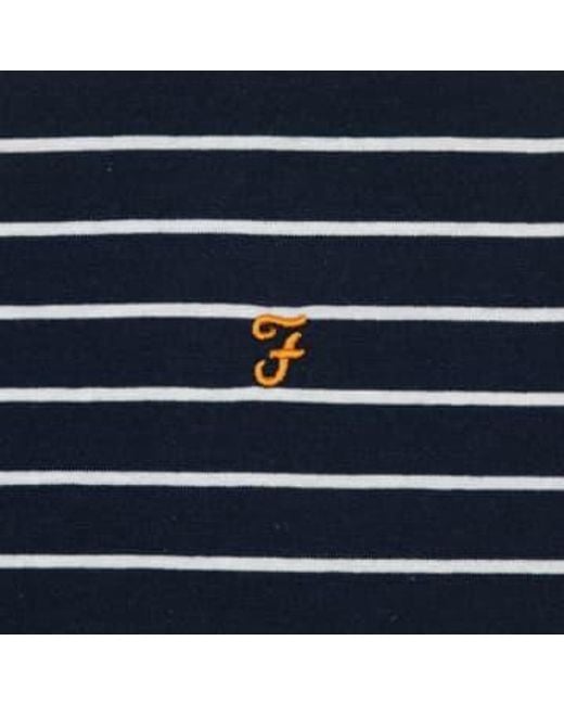 Farah Oakland stripe kurzarm-t-shirt in marineblau und weiß in Blue für Herren