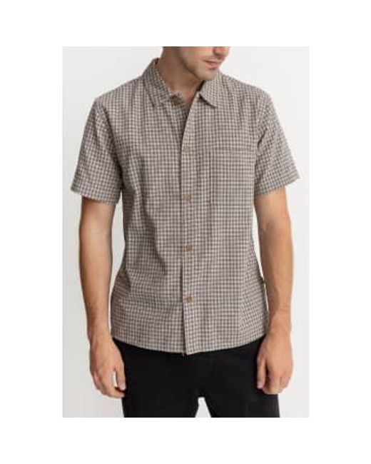 Rhythm Gray Sand Linen Check Shirt Taupe / S for men
