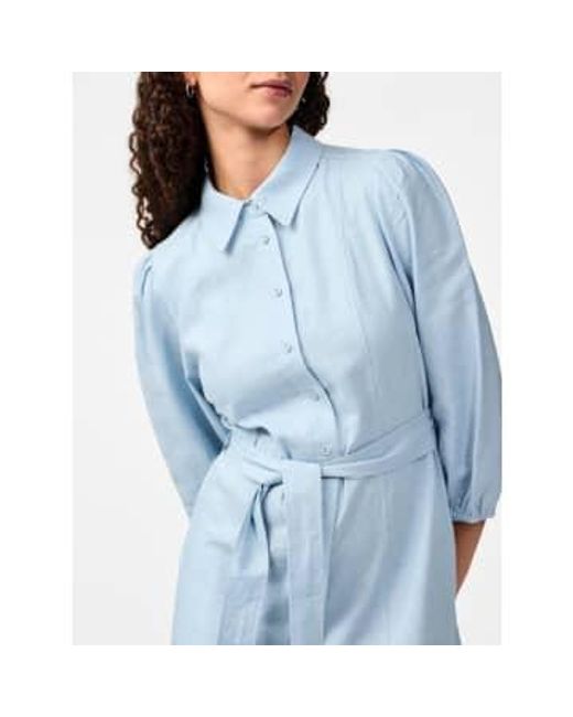Y.A.S Blue Flaxy Linen Shirt Dress L