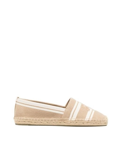 Tory Burch White Cammello And Double T Jacquard Logo Espadrilles