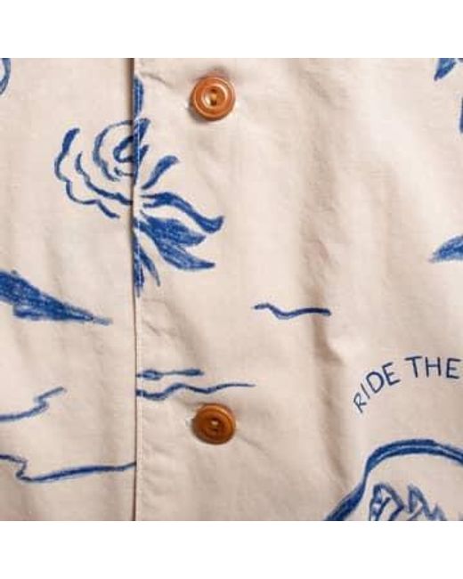 Nudie Jeans Blue Arvid Waves Hawaii Shirt Ecru / M for men