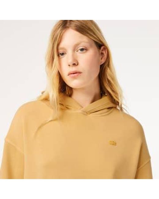 Sweat-shirt fleece surdimensionné naturellement teint naturellement teint avec capuchon Lacoste en coloris Yellow