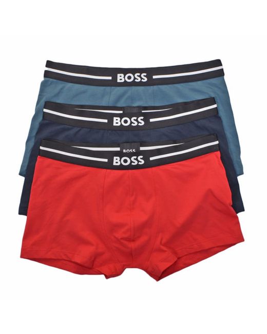 BOSS by HUGO BOSS Red Green Navy 3 Pack Trunk Boxers Band in Blue | Lyst