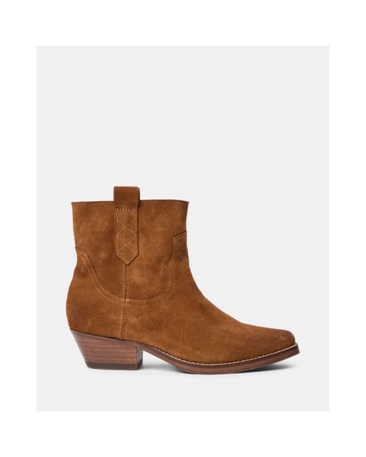 Sofie Schnoor Cowboy Suede Ankle Boot in Brown | Lyst