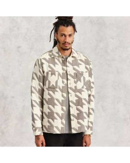 Whiting Overshirt Houndstooth Quilt Ecru di Wax London in Multicolor da Uomo