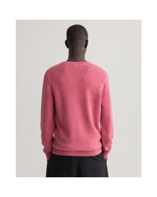 Rapture Crew Neck Textured Sweater di Gant in Pink da Uomo