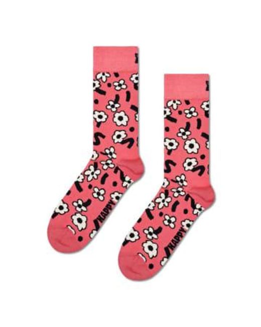 Calcetines flores baile color rosa oscuro Happy Socks de color Red