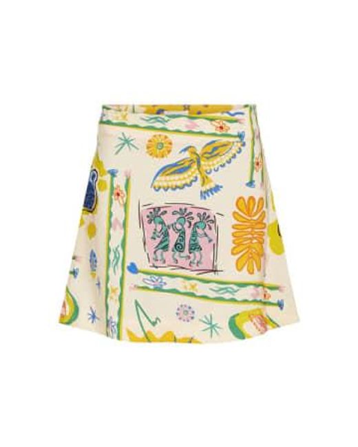 Every Thing We Wear Yellow Object Martha Short Mini Skirt Sandshell Multi Colour 36
