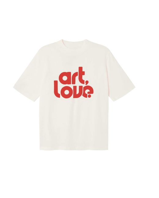 Camiseta simulada blanca Art & Love Thinking Mu de color White