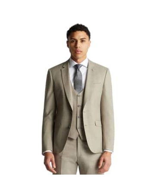 Remus Uomo Gray Lucian Windowpane Check Suit Jacket Beige 38 for men