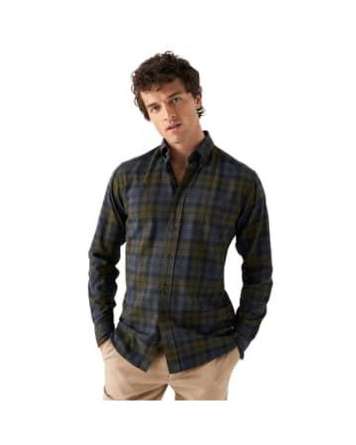Eton of Sweden Black Navy Slim Fit Checked Flannel Shirt 10001157529 M for men