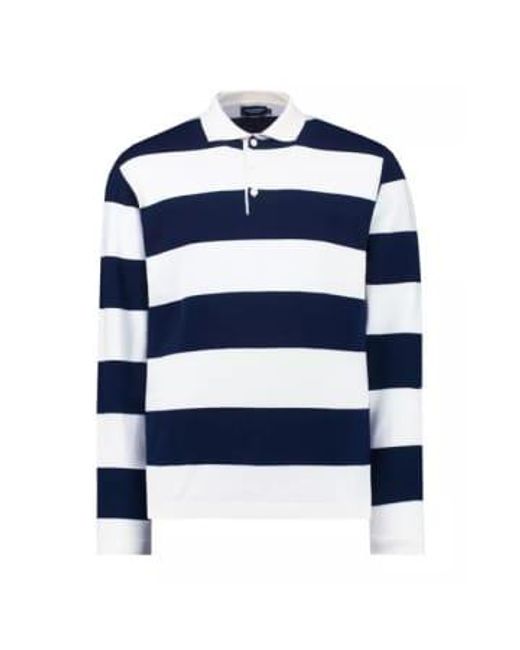 Holebrook Blue Berra rugger Ls Knit Top White Stripe for men
