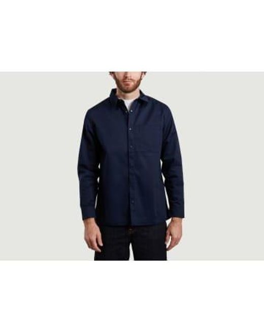 M.C. OVERALLS Blue Oversize Shirt With Pocket for men