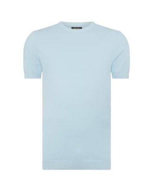 Remus Uomo Blue Textured Cotton T-shirt for men