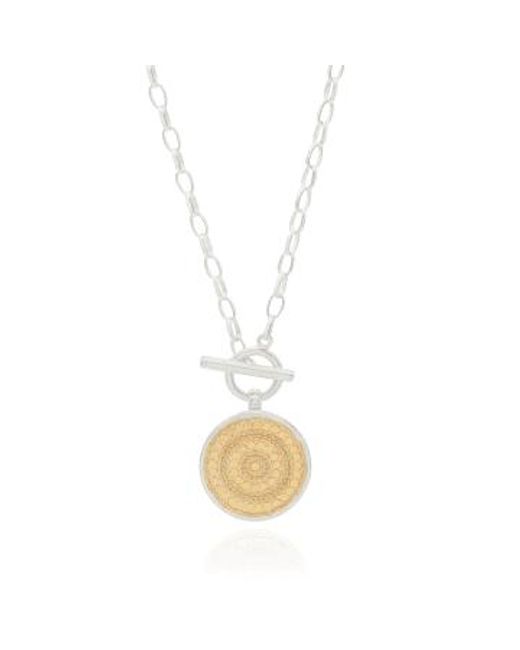 Contrast Dotted Circle Toggle Necklace di Anna Beck in Metallic