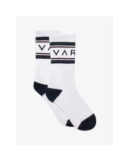 Varley White Blue Astley Active Socks One Size / for men
