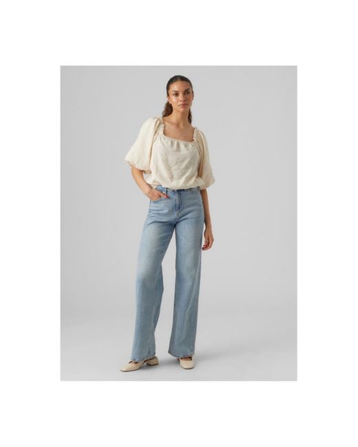 Vero Moda Aware Florence 2/4 Square Neck Top Neutral in Natural | Lyst