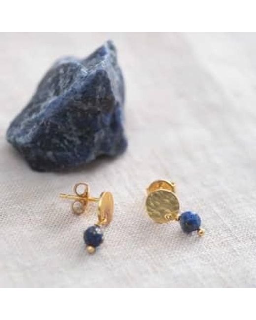A Beautiful Story White Aw30802 Mini Coin Lapis Lazuli Gp Earrings One Size