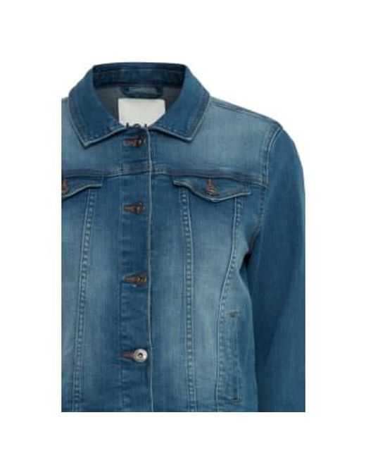 Ichi Stampe Jacket-washed Med Blue-20111235