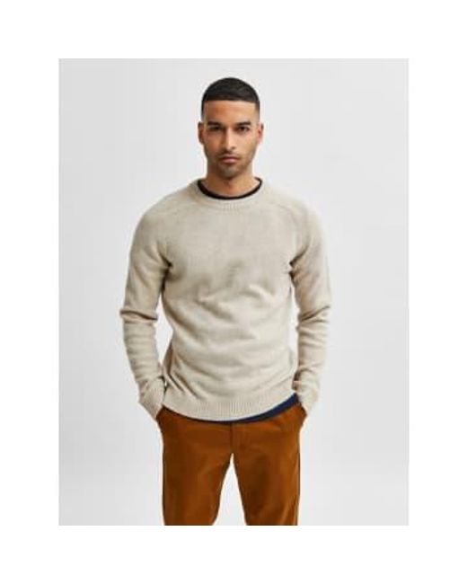 SELECTED White Wool Sweater for men