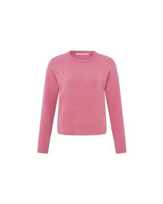 Suéter chenille con cuello tripulación y mangas largas Yaya de color Pink