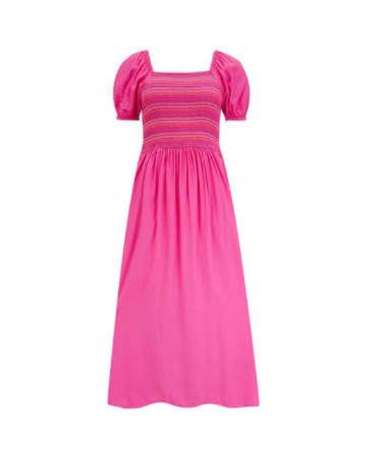 Sugarhill Pink Octavia Shirred Midi Dress