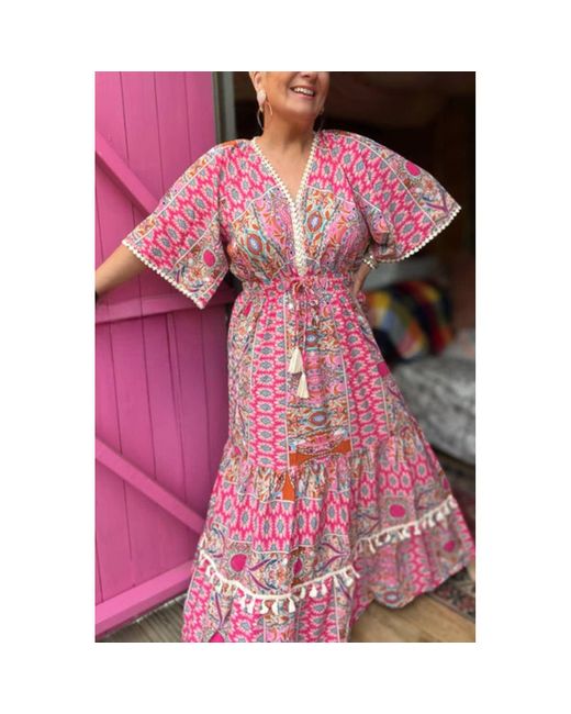 Maxi dress hotsell with pom poms