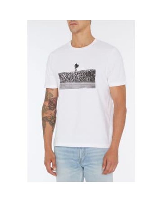 7 For All Mankind White Photographic T-shirt With Surf Beach Print Jslm332gws M for men
