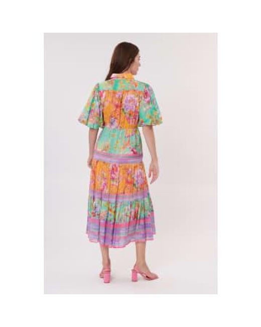 Rene' Derhy Orange Tennis Cotton Midi Floral Dress S /