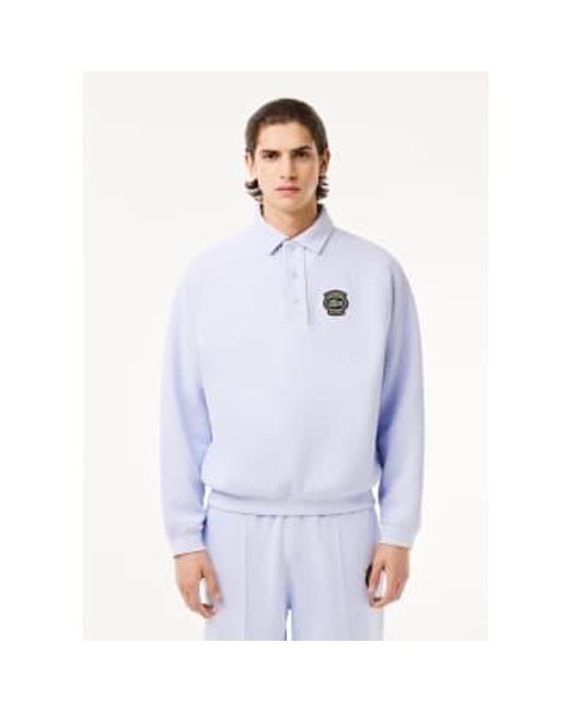Lacoste Blue S French Heritage Snap Button Pique Sweatshirt for men
