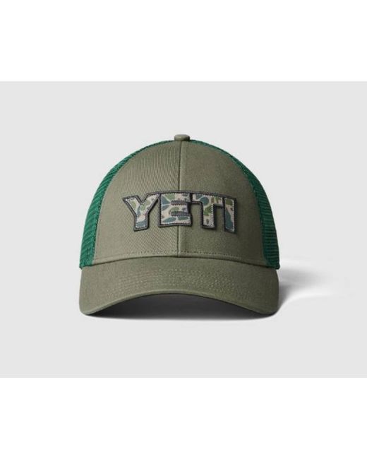 Yeti Green Camouflage Logo Badge Trucker Cap Olive for men