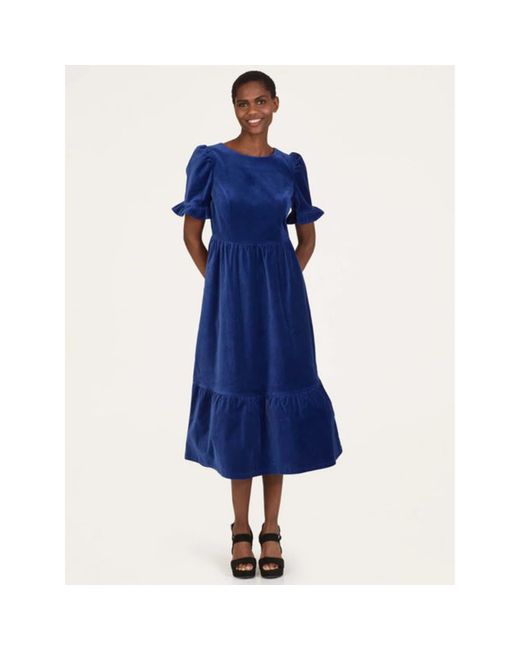 Thought Blue Wwd7439 Alleegra Organic Cotton Velvet Midi Dress