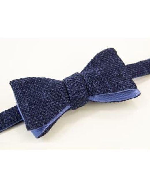 Corbata lazo punto y tejido con mezcla seda y lino 40 Colori de hombre de color Blue