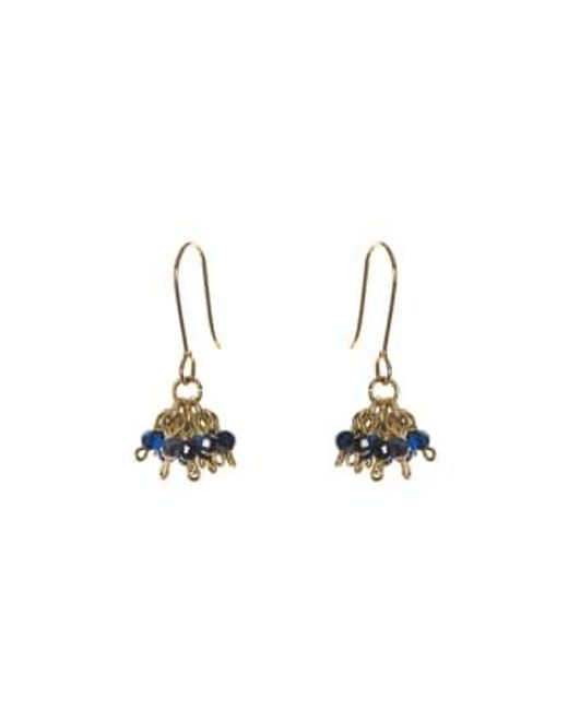 Elizabeth Beaded Drop Earrings Large Blue di Just Trade in Metallic